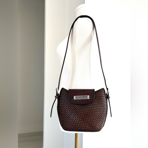 Brighton Embossed Leather Crocodile and Basketweave Short Shoulder Bag - Picture 2 of 14
